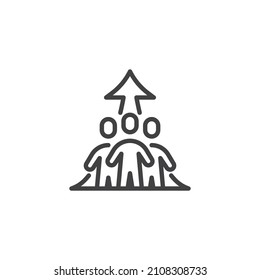 Team coaching line icon. linear style sign for mobile concept and web design. Coaching and mentoring outline vector icon. Symbol, logo illustration. Vector graphics