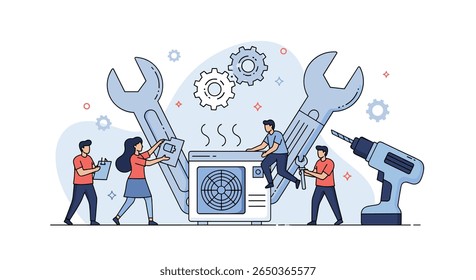 Team collaborates on computer repair and technical support services - Powered by Shutterstock - Get 15% off with code: PIKWIZARD15