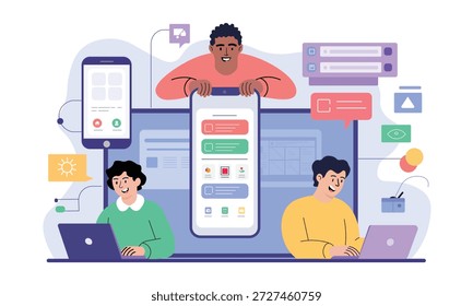 Equipo que colabora en el desarrollo de App móviles