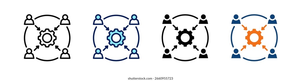 Team-Zusammenarbeit mit nur einem Symbol Multi-Styles-Vektorsatz