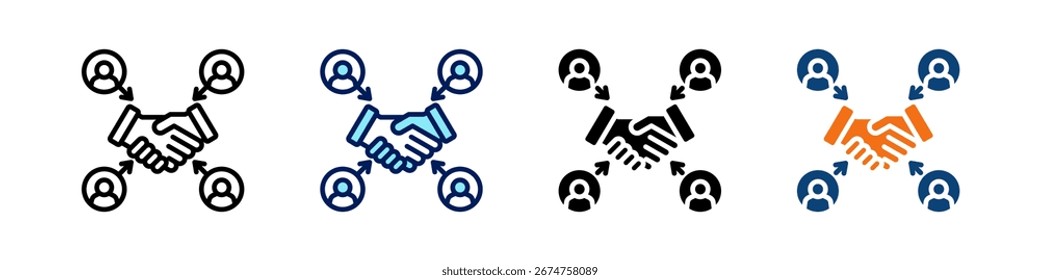 Team-Zusammenarbeit mit nur einem Symbol Multi-Styles-Vektorsatz