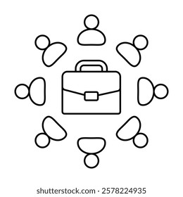 Team Collaboration with Briefcase Icon. Business and Corporate Teamwork Illustration for Professional Collaboration Concept.