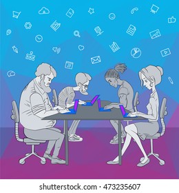 Team collaboration, business concept. Vector illustration, flat style