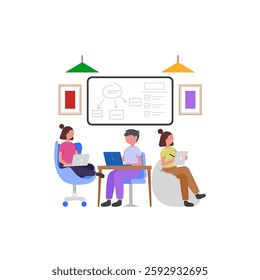 Team Collaboration cartoon character vector illustration
