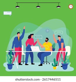 Team Collaboration and Creative Brainstorming in a Modern Office
