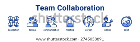 -Team Collaboration icon banner and Collection blue color
