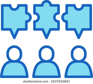 Team Collaboration Icon Blue Vector Illustration
