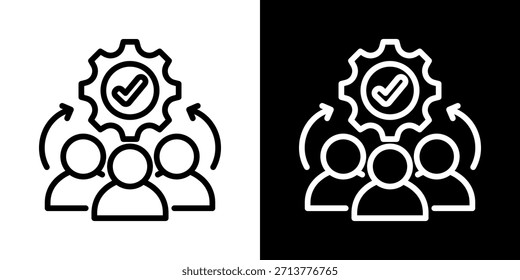 Icono de la colaboración del Equipo de la línea estilo blanco y negro