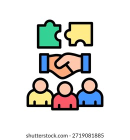 Team Collaboration Icon Lineal Color Vector Illustration