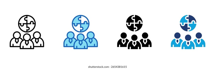 Ícone Colaboração em Equipe Ilustração de Vetor com Vários Estilos