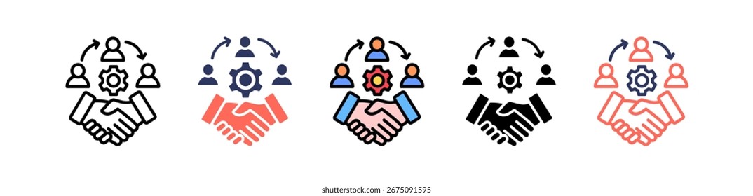 Ícone de Colaboração em Equipe - Ilustração de Vários Vetores