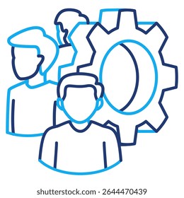 Equipo Icono de colaboración representado por el equipo, engranaje de estilo Dual Line.