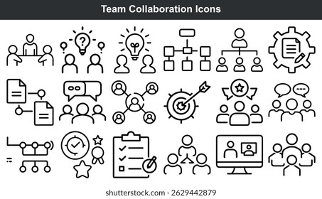 Conjunto de iconos de colaboración de Equipo Administración de flujo de trabajo
