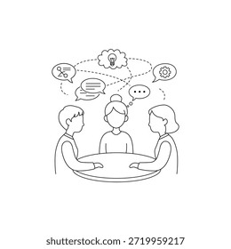Icono de Vector de ilustración de colaboración de Equipo para la interfaz de trabajo de proyecto empresarial