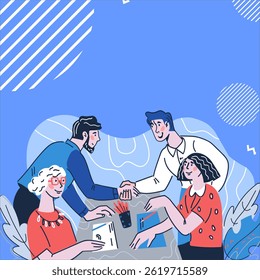 Colaboração em equipe em uma ilustração de estilo plano moderno