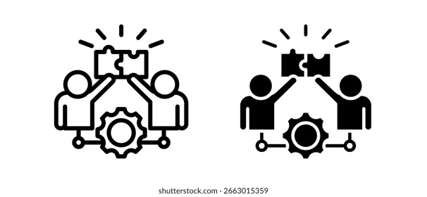 Team Collaboration multiple icon set of two.line and glyph vector illustration