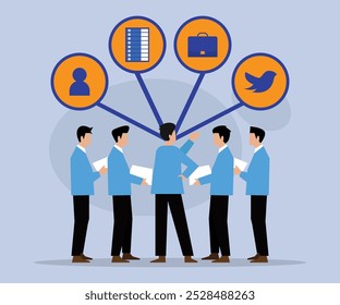 Team Collaboration and Project Management - Business Strategy and Networking 2d flat vector illustration