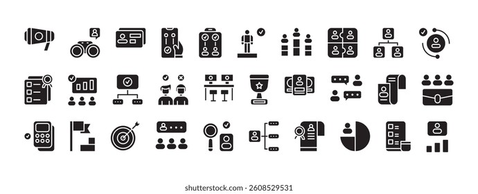 Team Collaboration and Project Planning Icons Representing Business Strategy and Work Dynamics in an Office Environment