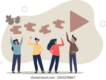 Team collaboration for success, teamwork or cooperation, employee participation or organization, partnership work together, career growth concept.flat vector illustration