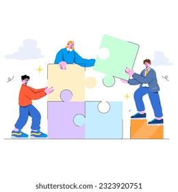 team collaboration or teamwork for a job illustration