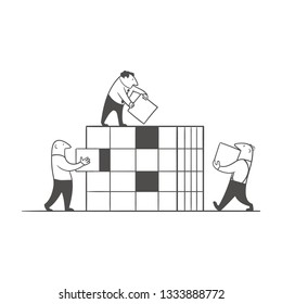 The team collects the puzzle.
