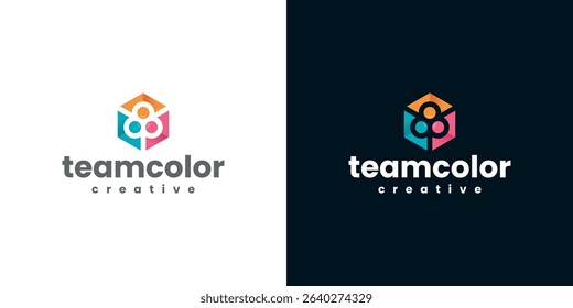 team color hexagon logo vector