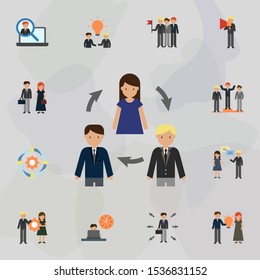 Team color icon. Universal set of business for website design and development, app development