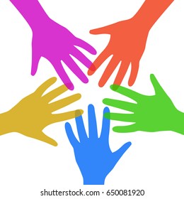 Colorful Hands Over White Background Vector Stock Vector (Royalty Free ...