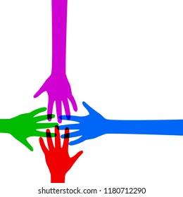 Team, colored hand crowd - vector for stock