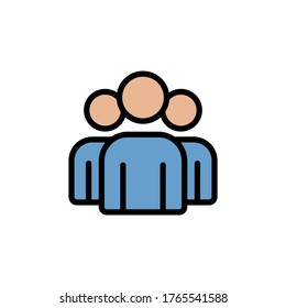 Icono de color de equipo. Ilustración simple del elemento de color. Diseño de símbolos de esquema de concepto de equipo a partir del conjunto de estrategias de negocio. Se puede usar para web y móvil