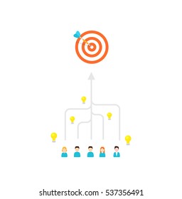 Team is committed to a single goal - vector illustration. Combining the skills of people in teamwork. Achievement of results concept.
