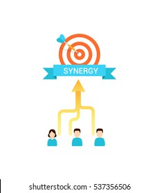 Team is committed to a single goal - vector illustration. Combining the skills of people in teamwork. Achievement of results concept.