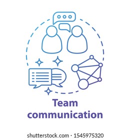 Team communication blue gradient concept icon. Teamwork idea thin line illustration. Exchanging information. Networking. Talking to each other. Online chatting. Vector isolated outline drawing.