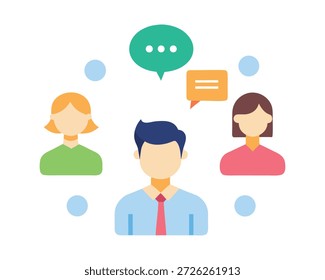 Comunicação em Equipe e Colaboração Ilustração Simples