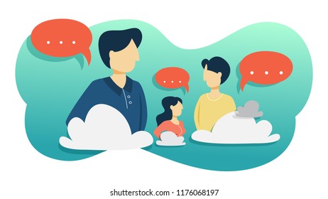 Team communication concept. Idea of working together in group and support each other. Connection in office. Flat vector illustration