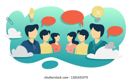 Team communication concept. Idea of working together in group and support each other. Flat vector illustration