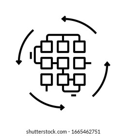 Team communication line icon, concept sign, outline vector illustration, linear symbol.