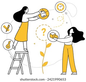 Team communication vector illustration. A community professionals fosters development, turning challenges into triumphs Team communication metaphorically builds bridges, connecting minds