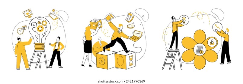 Team communication vector illustration. The team communication metaphor paints canvas where ideas harmonize for corporate unity Success unfolds as professionals join forces in spirit team