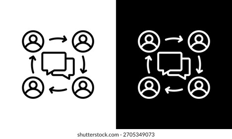 Team Communication White Icon Set Design