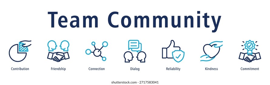 Concepto de Vector de ícono de comunidad de Equipo que presenta colaboración, Asistencia, comunicación, amabilidad, confiabilidad y armonía de grupo.