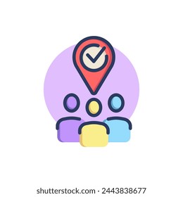 Team completing task thin line icon. Cooperation, success, achievement outline sign. Teamwork and business concept. Vector illustration symbol element for web design and apps
