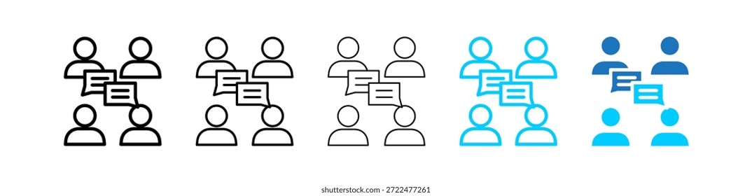 Team Comunication Different Icon Set Illustration
