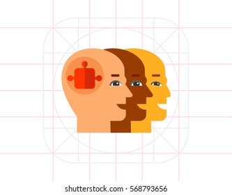 Team Concept Icon with Three Bald Heads