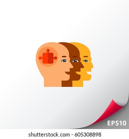 Team Concept Icon with Three Bald Heads