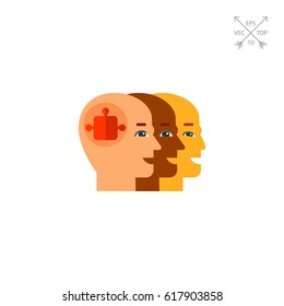 Team Concept Icon with Three Bald Heads