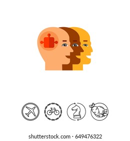 Team Concept Icon with Three Bald Heads