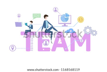 TEAM. Concept with keywords, letters and icons. Colored flat vector illustration on white background.