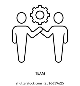 Icono de línea de concepto de equipo. Ilustración de elemento simple. diseño de símbolo de esquema de concepto de equipo.