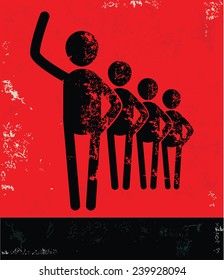 Team concept,human resource on red background,grunge vector